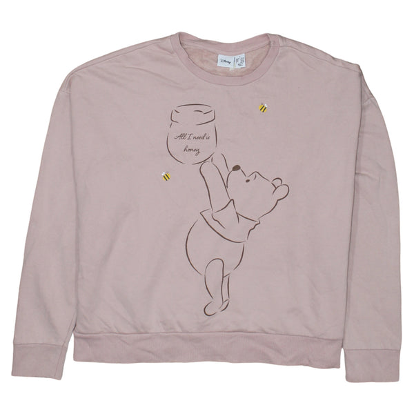 Disney 90's Winnie The Pooh Crew Neck Sweatshirt Large Pink