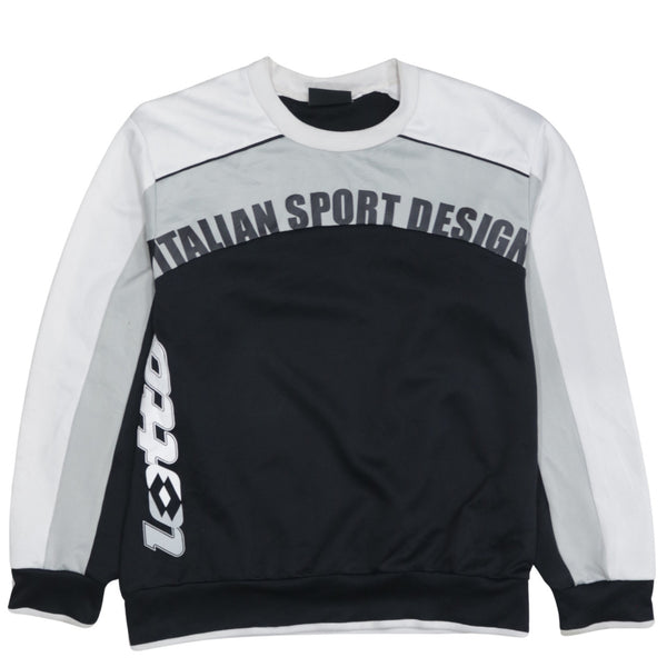 Lotto Black White Sweatshirt Men's Large Printed Logos Italian Sport Design Pullover Top