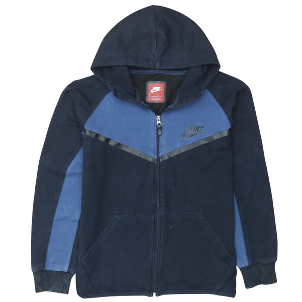 Vintage 90's Nike Navy Blue Swoosh Full Zip Hoodie Men's Small