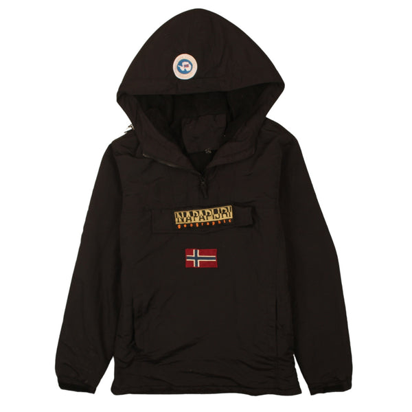 Napapijri 90's Spellout Quarter Zip Windbreaker Large Black