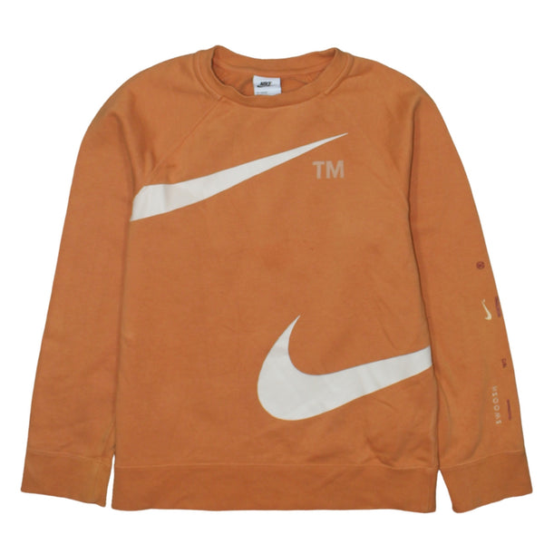Nike 90's Swoosh Crew Neck Sweatshirt Large Orange