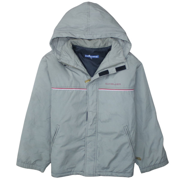 QuikSilver 90's Hooded Full Zip Up Windbreaker Large  Grey