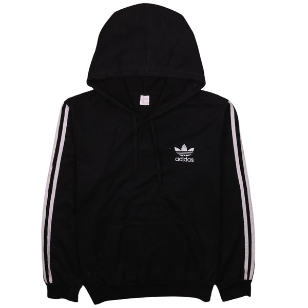 Adidas 90's Striped Sleeves Pullover Hoodie Large Black