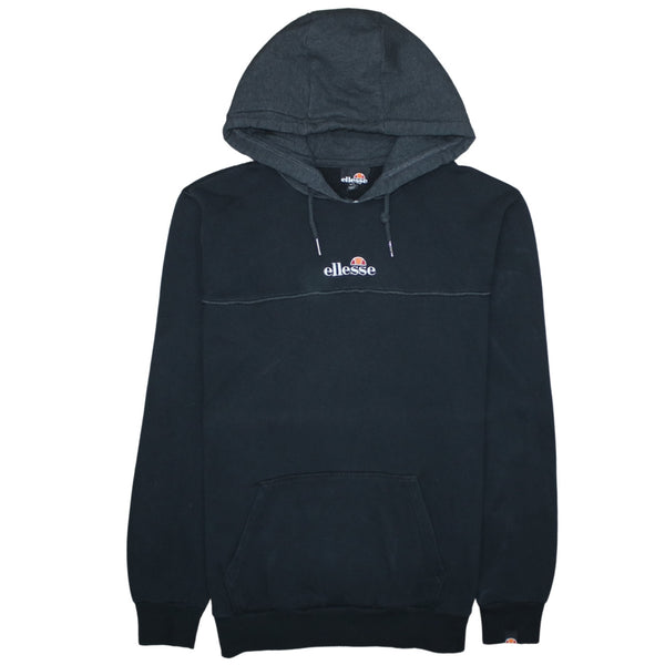 Ellesse 90's Drawstring Pockets Pullover Hoodie Large Black