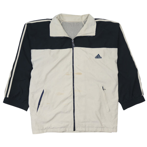 Adidas 90's Striped Sleeve Full Zip Up Windbreaker Large Beige Cream