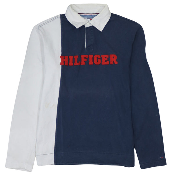 Tommy Hilfiger 90's Hilfiger Quarter Button Polo Shirt Medium Navy Blue