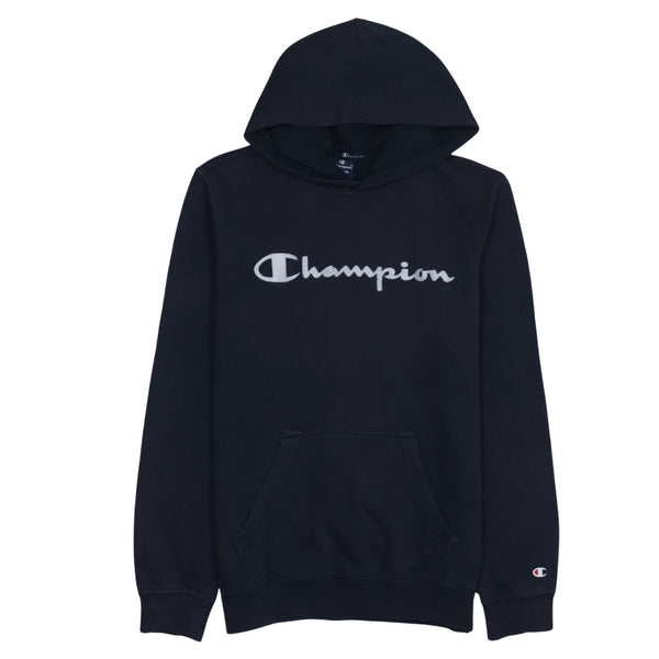 Champion Navy Blue Hoodie Men's Medium Embroidered Logo Front Pocket Pullover Sweatshirt