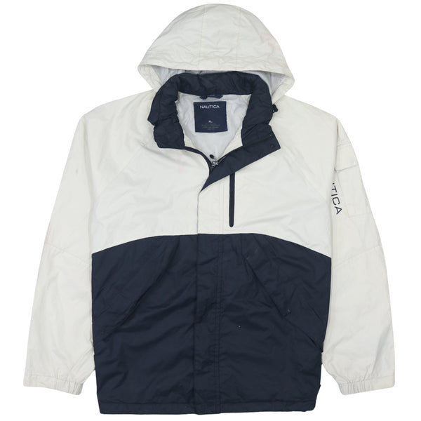 Vintage Nautica 90's Black Hooded Windbreaker Jacket XLarge