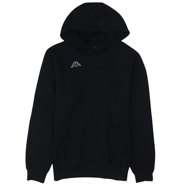 Kappa Black Hoodie Men’s Large Embroidered Chest Logo Front Pocket Pullover Sweatshirt
