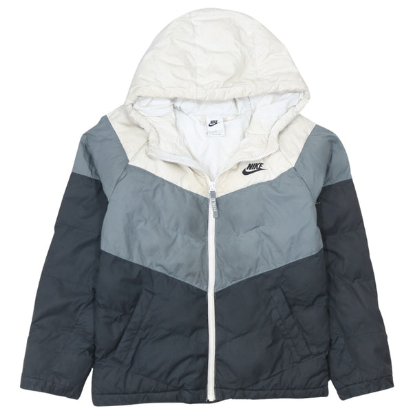 Nike 90's Swoosh Full Zip Up Puffer Jacket Large Black