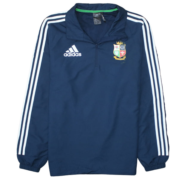 Adidas 90's Striped Sleeve Quarter Zip Windbreaker Medium  Navy Blue