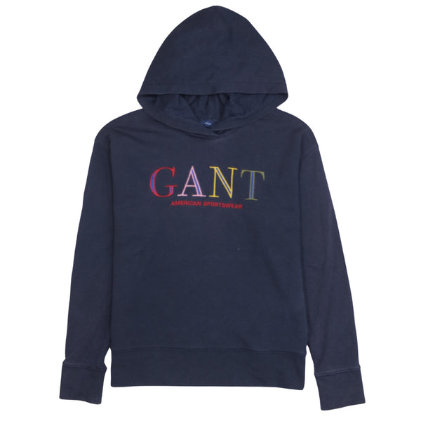 GANT 90's Spellout Pullover Hoodie Small  Navy Blue