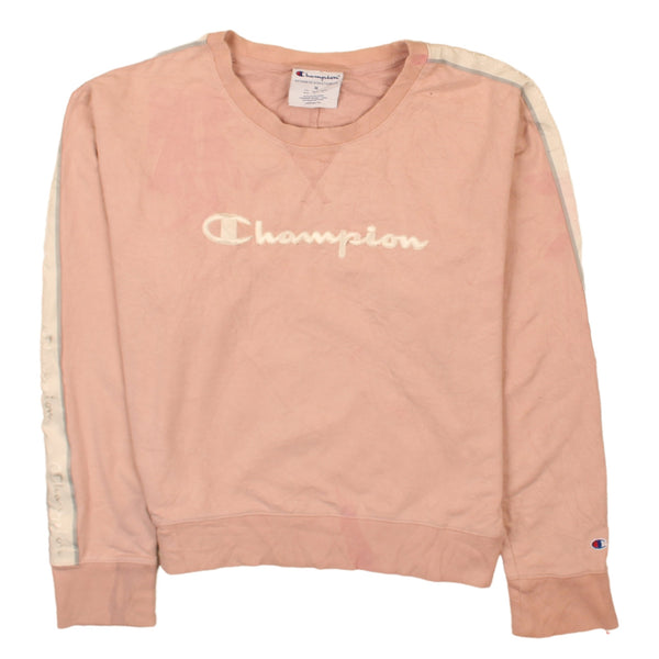 Champion 90's Spellout Crew Neck Sweatshirt Medium Pink