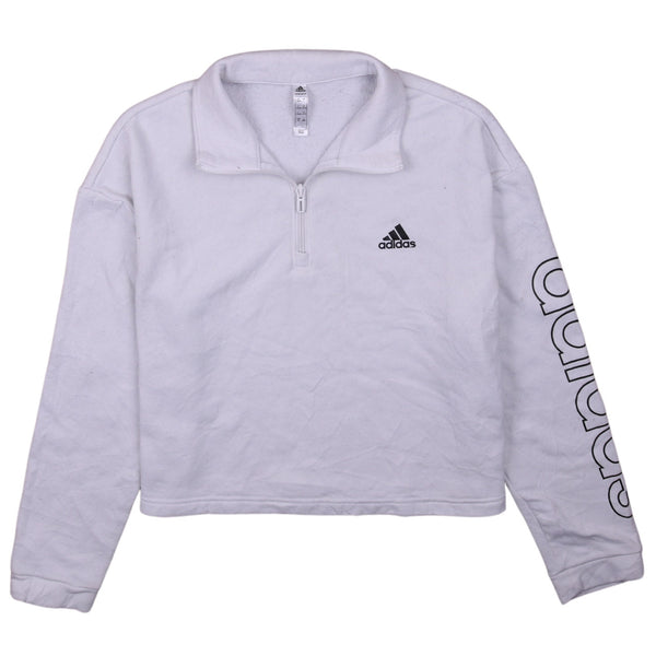 Adidas 90's Crop Quater Zip Sweatshirt Large White