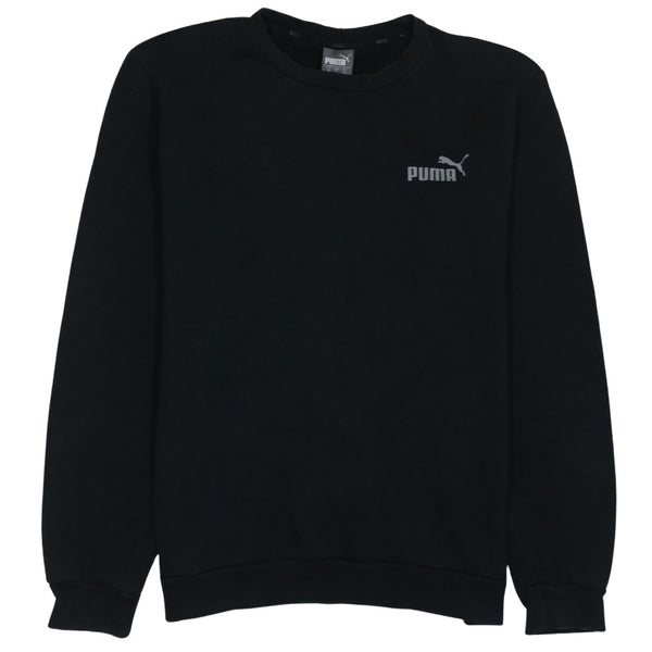 Puma Black Sweatshirt Men's Medium Small Logo Embroidered Chest Crewneck Pullover Top