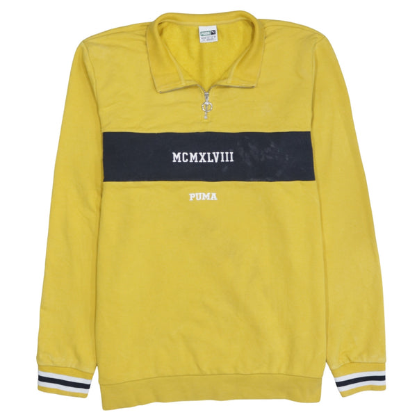 Puma 90's Lightweight Quarter Zip Sweatshirt Large Yellow