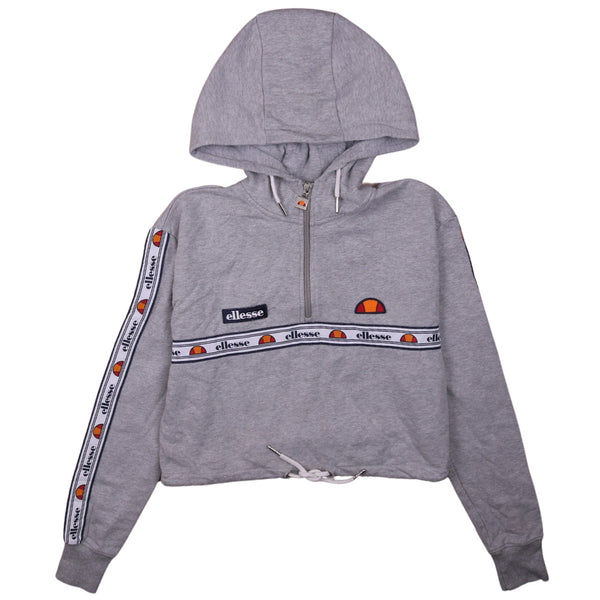 Ellesse 90's Crop Quater Zip Hoodie Small (missing sizing label) Grey