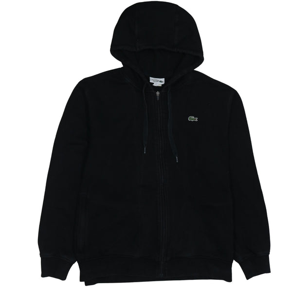 Lacoste Black Full Zip Hoodie Women’s XXLarge Embroidered Croc Logo Pockets Fleece Sweatshirt
