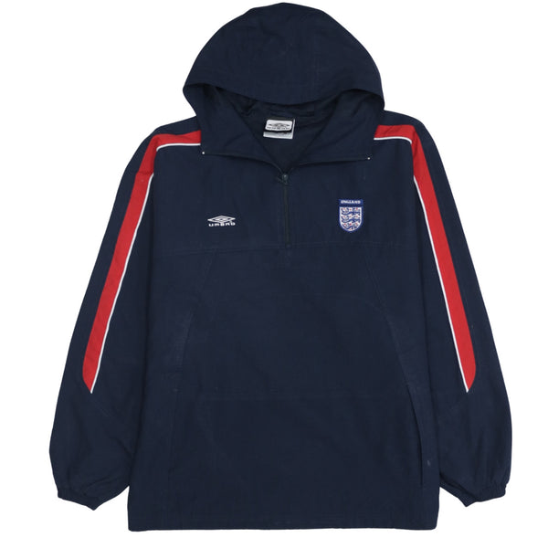 Umbro 90's Hooded Quarter Zip Windbreaker Medium Navy Blue