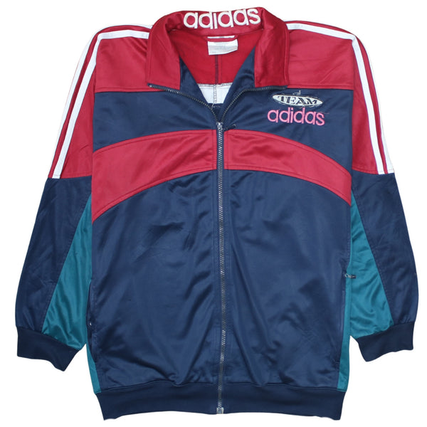 Adidas 90's Striped Sleeve Full Zip Up Windbreaker XLarge  Navy Blue