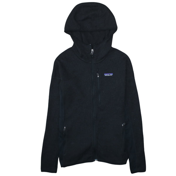 Patagonia Black Full Zip Hoodie Women’s Medium Embroidered Logo Zip Pockets Fleece Jacket