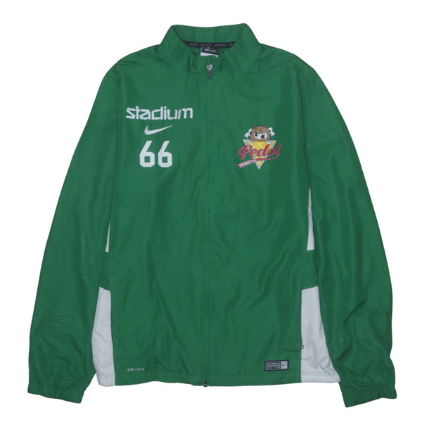 Nike Green Dri-Fit Windbreaker Jacket Women's XLarge Printed Logos Zip Pockets Track Top