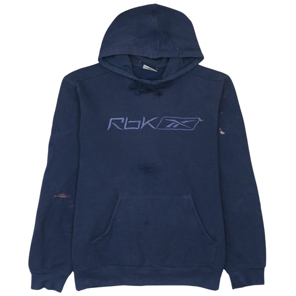 Reebok 90's Spellout Pullover Hoodie Large  Navy Blue