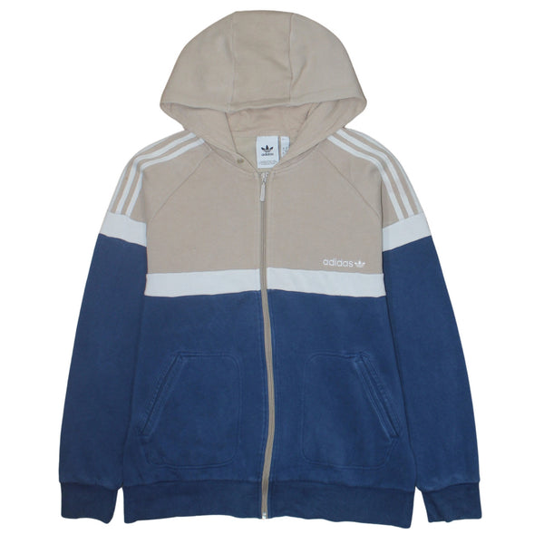Adidas 90's Lightweight Full Zip Up Hoodie Large Beige Cream