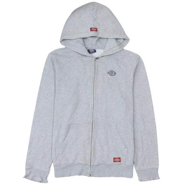 Dickies Grey Zip Hoodie Men's Medium Embroidered Logo Split Pockets Fleece Sweatshirt