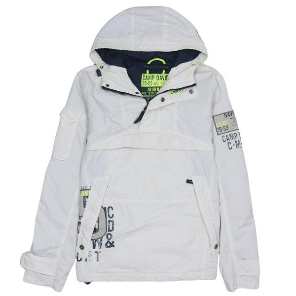 Retro 90's Hooded Quarter Zip Windbreaker Medium White