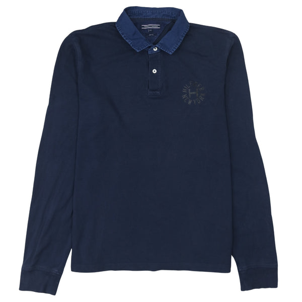 Tommy Hilfiger 90's Long Sleeve Quarter Button Polo Shirt XXLarge (2XL) Navy Blue