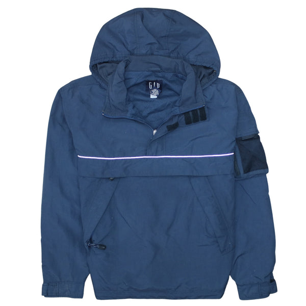Gap 90's Hooded Quarter Zip Windbreaker XSmall Navy Blue