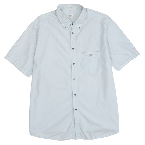 Lacoste 90's Short Sleeves Button Up T Shirt Large  White
