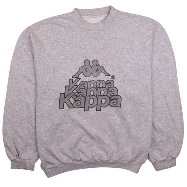 Kappa 90's Spellout Crew Neck Sweatshirt XLarge (missing sizing label) Grey