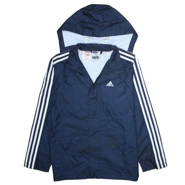 Adidas 90's Hooded Full Zip Up Windbreaker Small  Navy Blue