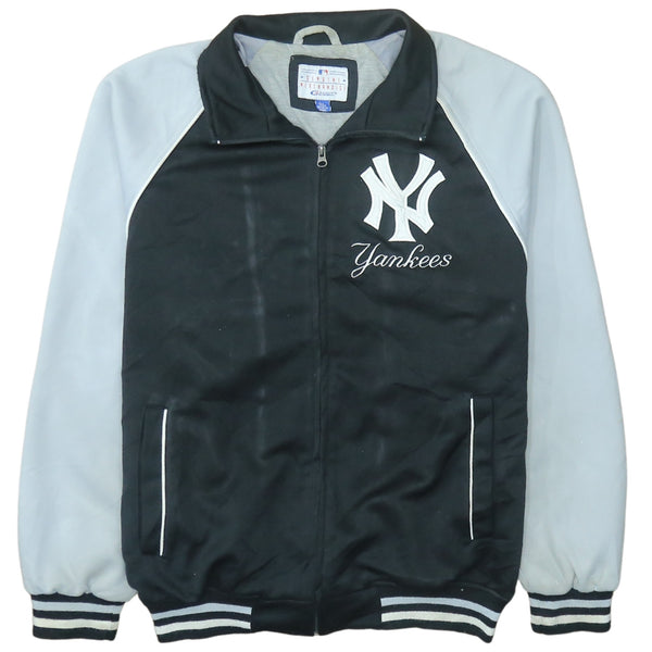 Genuine Black Grey Windbreaker Jacket Men’s Large Yankees Embroidered Logo Zip Baseball Outerwear