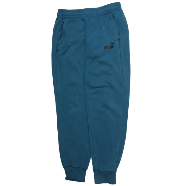 Puma 90's Elasticated Waistband Drawstrings Joggers / Sweatpants Small Turquoise Blue Green