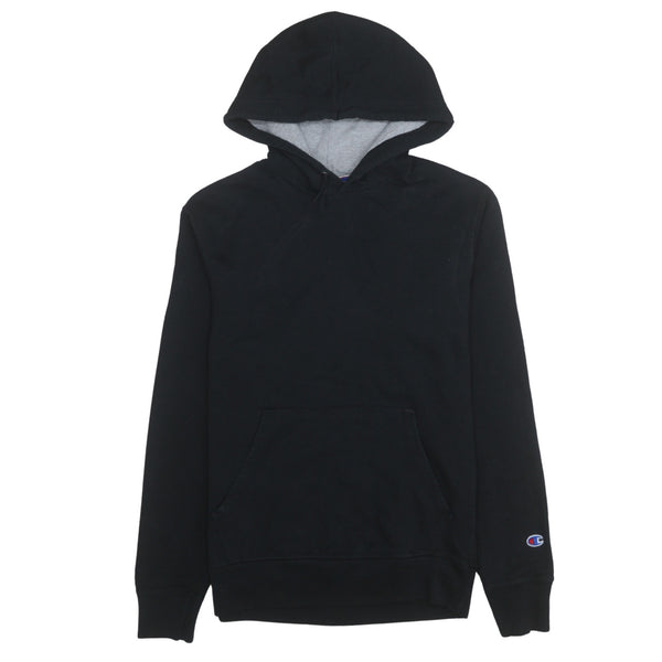 Champion Black Hoodie Men's Small Sleeve Logo Stripe Embroidered C Logo Pullover Sweatshirt