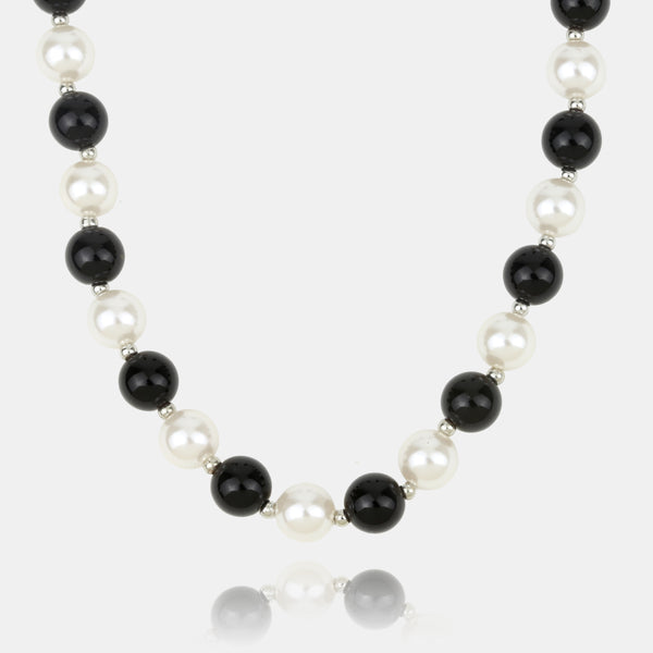 Pearl & Black Bead Necklace