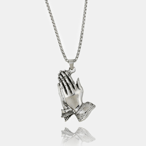 Silver Pray Hands Necklace