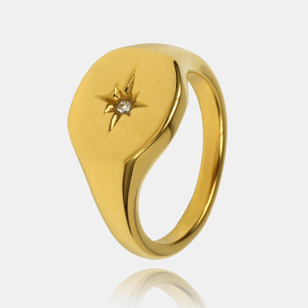 Gold Star Signet Ring