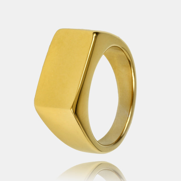 Gold Block Signet Ring