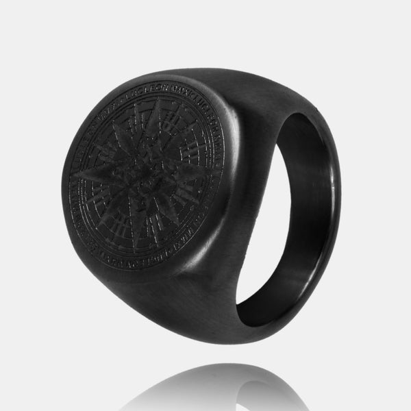 Round Compass Signet Ring