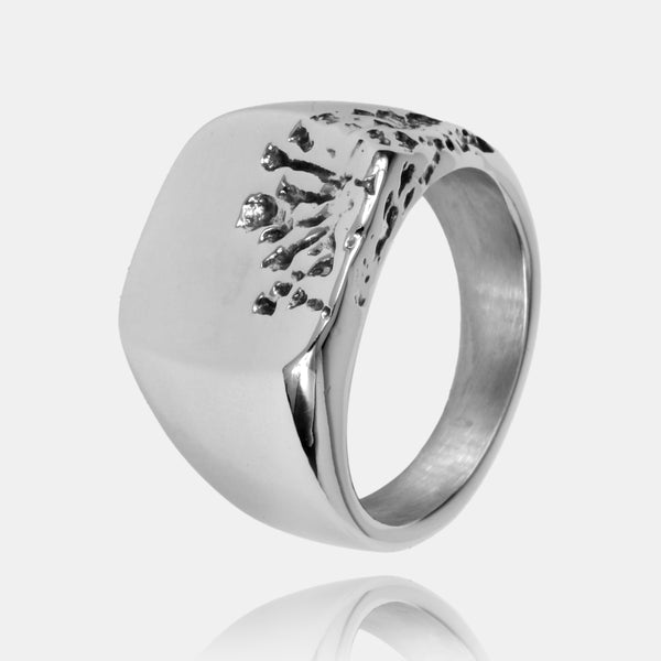 Silver Corner Signet Ring