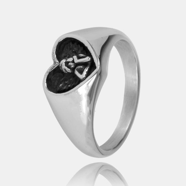 Silver Heart Angel Ring