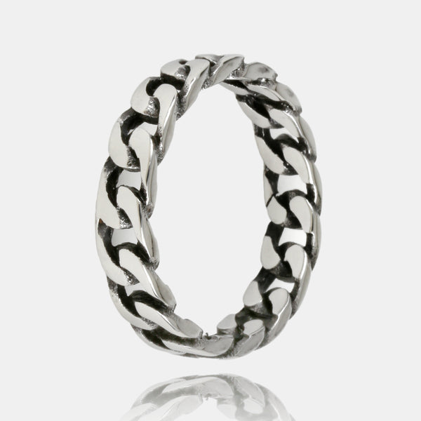 Silver Curb Chain Ring