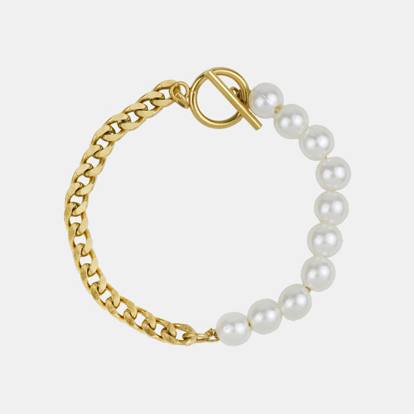 Gold Plated Pearl Chain Braclet