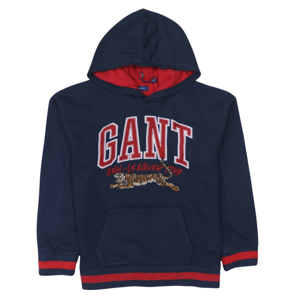 GANT 90's Spellout Pullover Hoodie Medium  Navy Blue