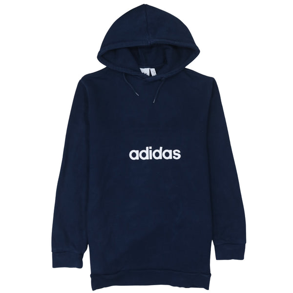 Adidas 90's Spellout Pullover Hoodie Medium Navy Blue