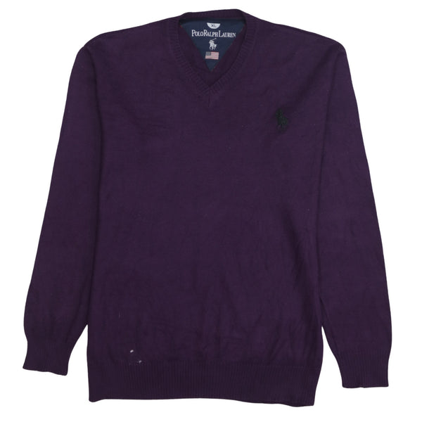 Polo Ralph Lauren 90's Lightweight V Neck Sweatshirt XLarge Purple